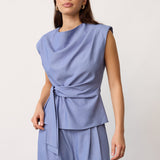 TennyCC Pleat Top - Denim blue