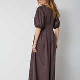 PoppyCC Pleat Dress - Dark Brown