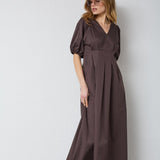 PoppyCC Pleat Dress - Dark Brown
