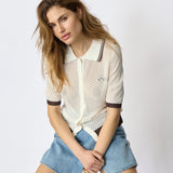 LueCC pointelle SS Cardigan - Off white