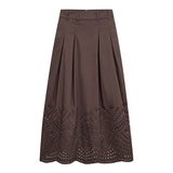 PoppyCC Pleat Scallop Skirt - Dark Brown