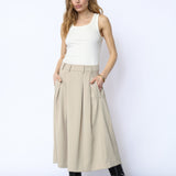 AnyaCC Midi Pleat Skirt - Sand