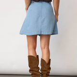 TillyCC Pocket Ple Mini Skirt - Fade Denim