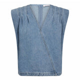 AsjaCC Wrap Denim Top - Denim blue - Co'couture
