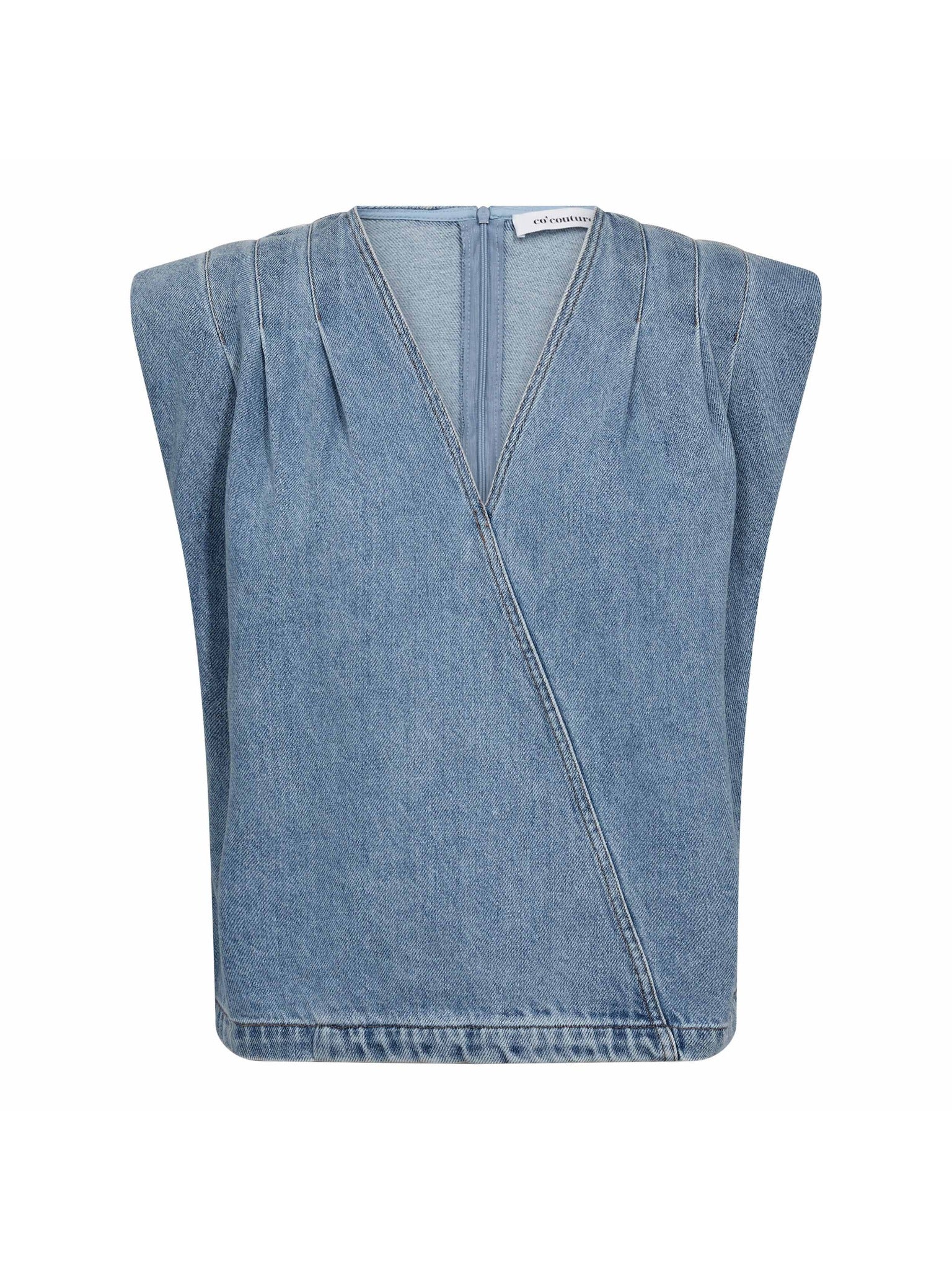 AsjaCC Wrap Denim Top - Denim blue - Co'couture