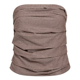 JihoCC Stripe Tube Top - Brown