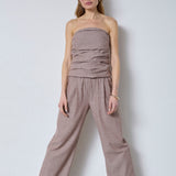 JihoCC Stripe Tube Top - Brown