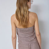 JihoCC Stripe Tube Top - Brown