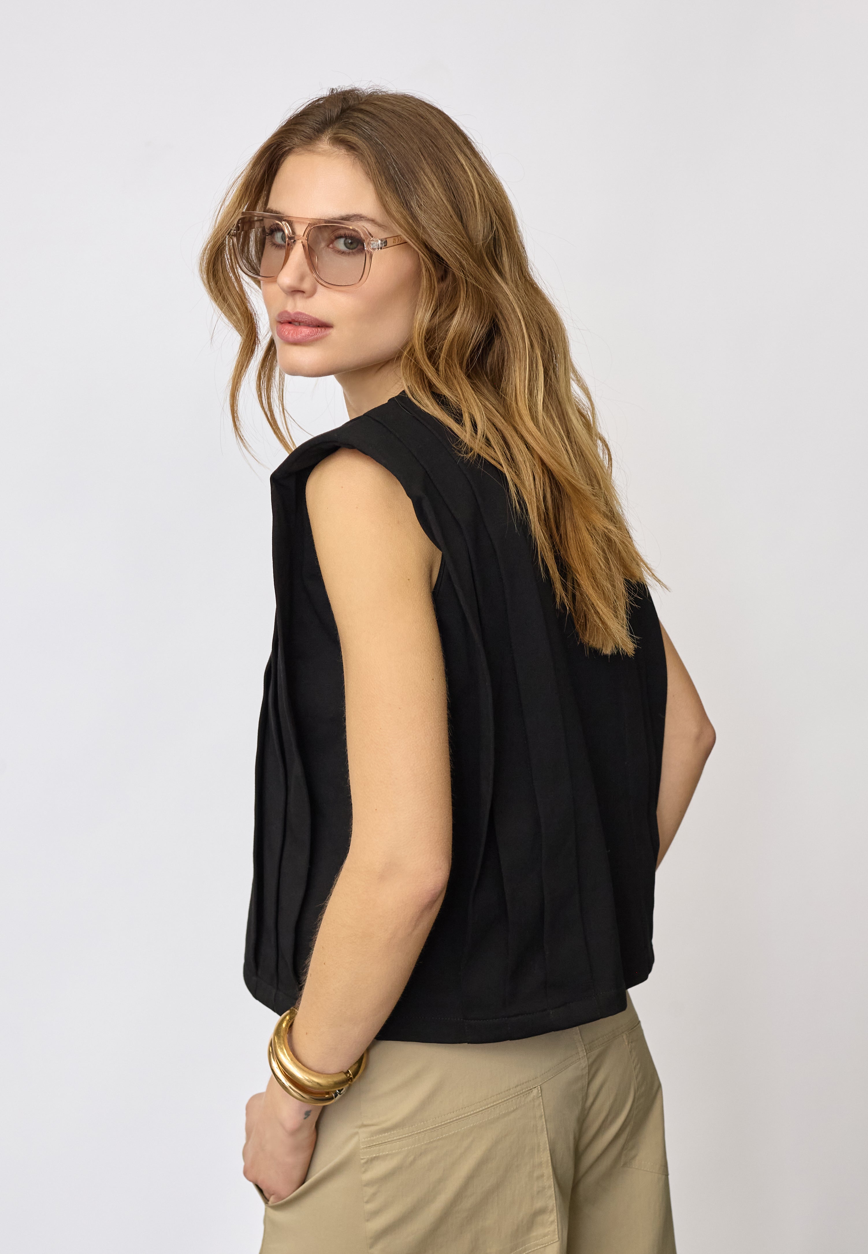 ZelliCC Padded Pleat Top - Black - Co'couture