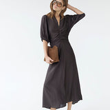 HeraCC SS Puff Dress - Dark Brown