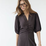 HeraCC SS Puff Dress - Dark Brown