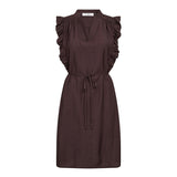 HeraCC Frill SS Crop V-Dress - Dark Brown