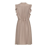 HeraCC Frill SS Crop V-Dress - Walnut