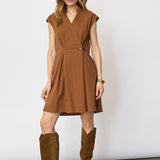 ElaraCC Crop Wrap SS Dress - Suntan
