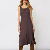 GrannyCC Rib Emb Tank Dress - Dark Brown