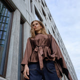 IdunCC Poncho Blouse - Dark Brown