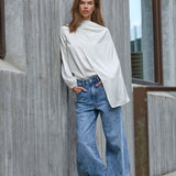IdunCC Cape LS Blouse - Off-White