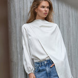 IdunCC Cape LS Blouse - Off-White