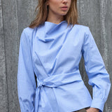 GaianCC LS Tie Blouse - Pale Blue