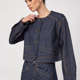 SiggaCC Stripe Jacket - Denim Blue