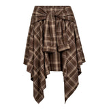 DagnyCC Check Tie Skirt - Brown