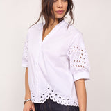 PoppyCC Emb. V-Shirt - White