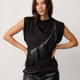 BobbieCC Fringe Pleat Top - Black