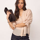 AviCC Lace SS V-Blouse - Mink