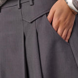 34223 LunaCC Pocket Pleat Mini Skirt - Dark Grey