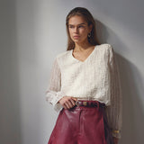 BaltaCC Padded V-Blouse - Off-White