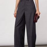 EloraCC Check Barrel Pant - Dark Grey