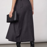 EloraCC Check Pleat Skirt - Dark Grey