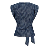 DaxCC Pleat Denim Top - Navy Denim