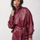 GittCC Funnel Neck Blouse - Berry Red