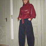 GittCC Funnel Neck Blouse - Berry Red