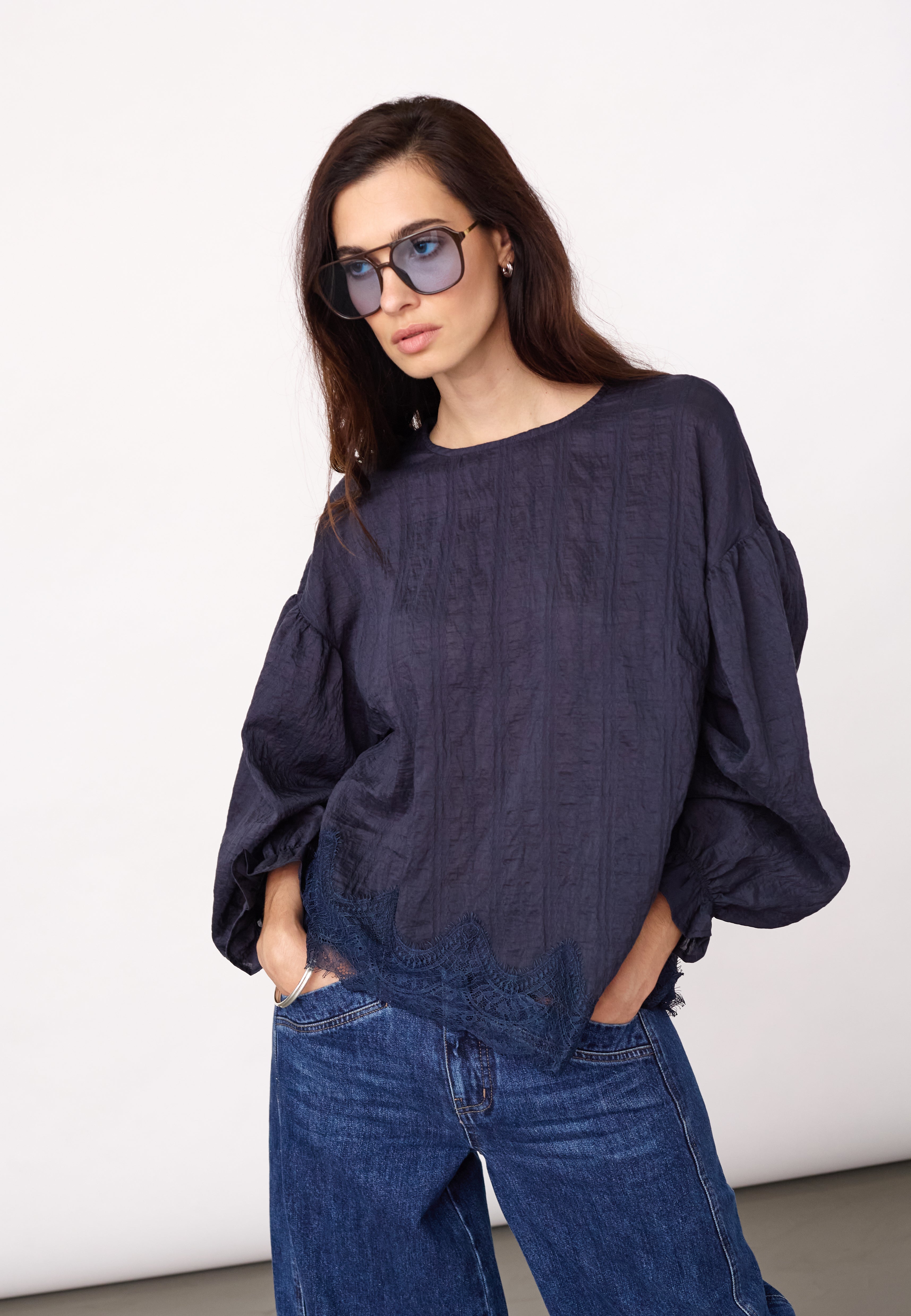 MelliCC Lace Blouse - Navy - Co'couture