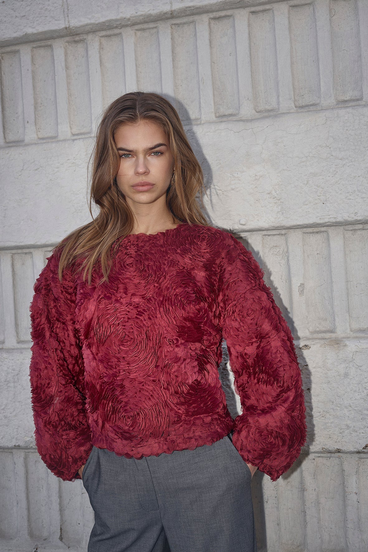 LucinaCC Flower Blouse - Berry Red - Co'couture