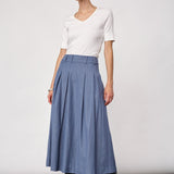 TerryCC Pleat Skirt - Ash Blue