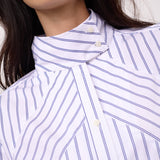 SomoCC Stripe Funnel Neck Shirt - White