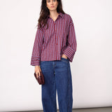 ReneeCC Check Cuff Shirt - Berry Red