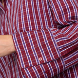 ReneeCC Check Cuff Shirt - Berry Red