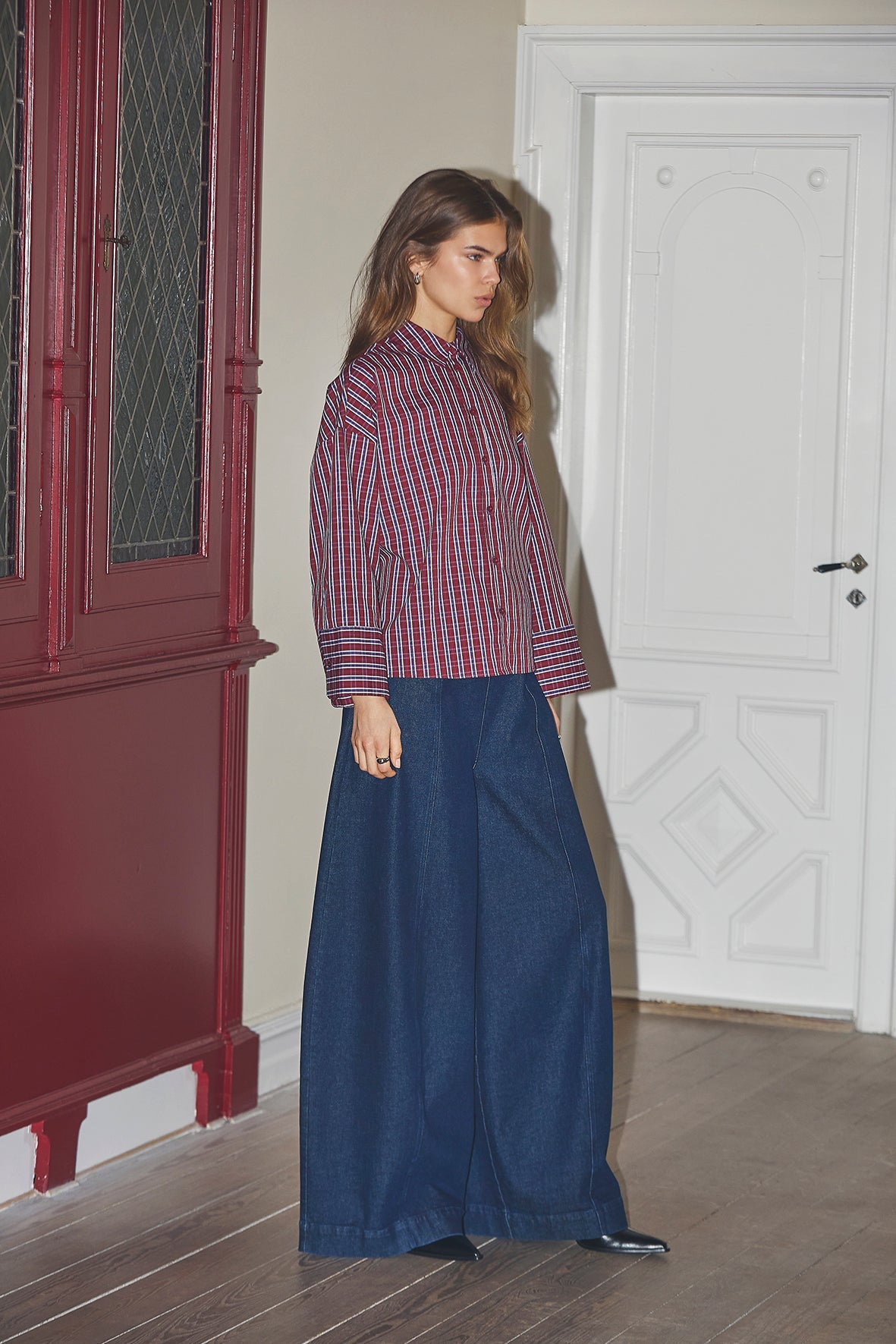 ReneeCC Check Cuff Shirt - Berry Red - Co'couture