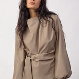 LunaCC Tie Blouse - Taupe