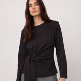 OrianeCC LS Pleat Tie Tee - Black