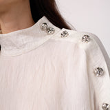CamelloCC Asym Button Blouse - Off-White
