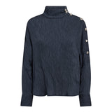 CamelloCC Asym Button Blouse - Navy