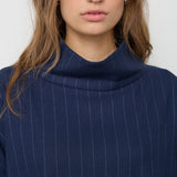GabieCC Pin Funnel Neck Blouse - Navy