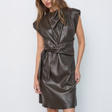 GittCC Pleat Dress - Dark Brown