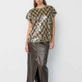 RheaCC Sequin Top - Dusty Army