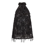 TyraCC Sequin Halter Top - Black